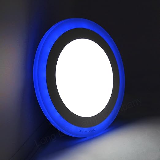 12w Round Recessed LED Ceiling Panel Light Dual Colour Cool White Blue Ring/Square