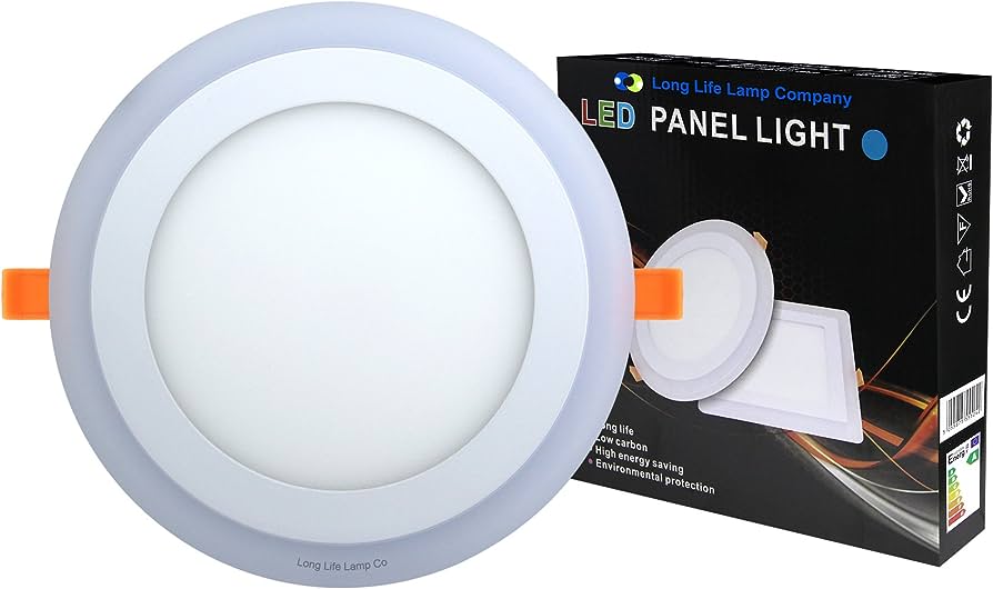 12w Round Recessed LED Ceiling Panel Light Dual Colour Cool White Blue Ring/Square