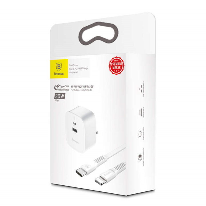 30W USB And Type C Plug With Type C To Iphone Cable.