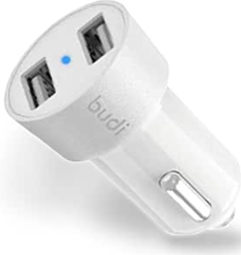 Budi 2-Port USB Car Charger with LED Indicator