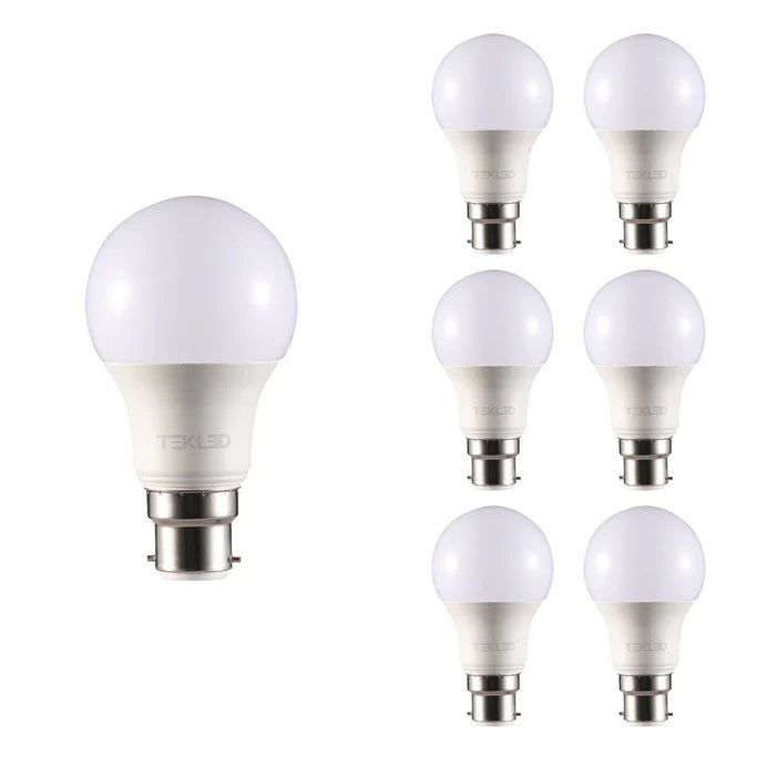 Leo LED GLS Bulb A60 B22 Bayonet Cap - 4000K Cool White / 7 W / Pack of 6
