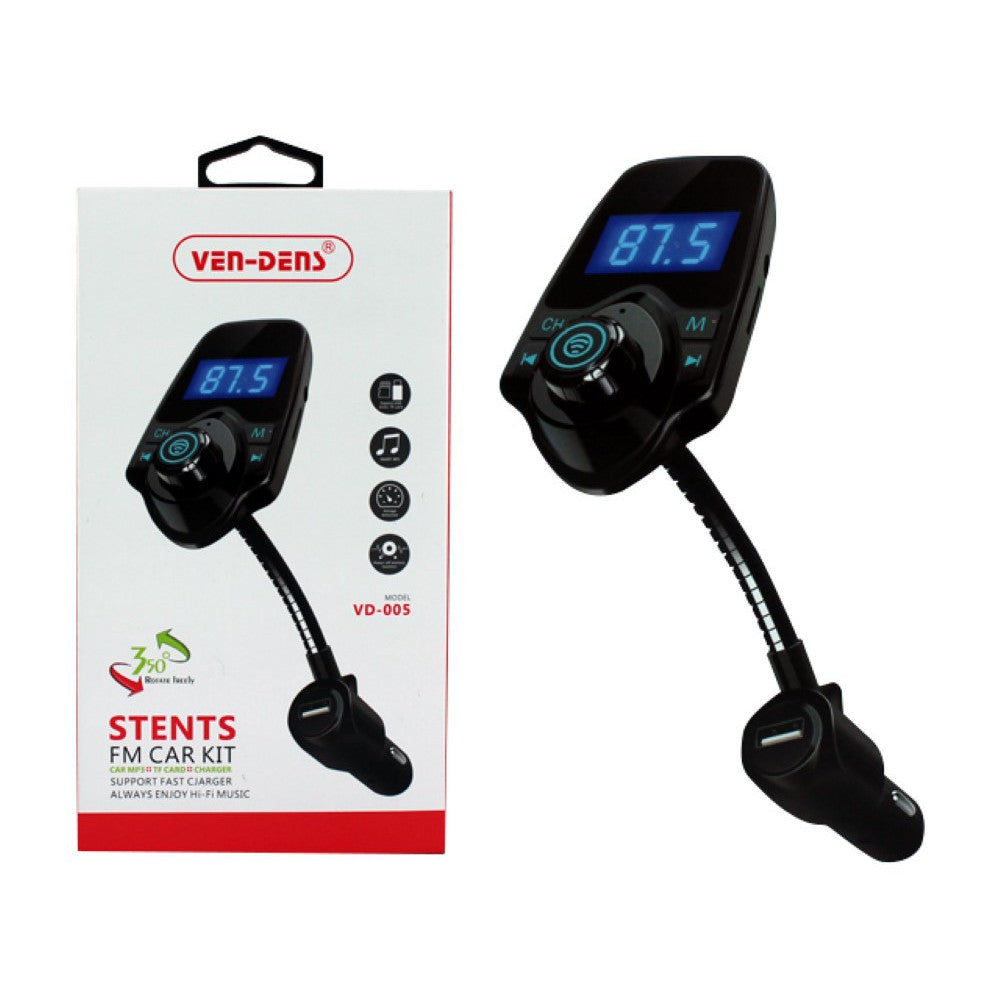 VD Wireless Bluetooth 5.0 Blue LED MP3 Car FM Player - Black