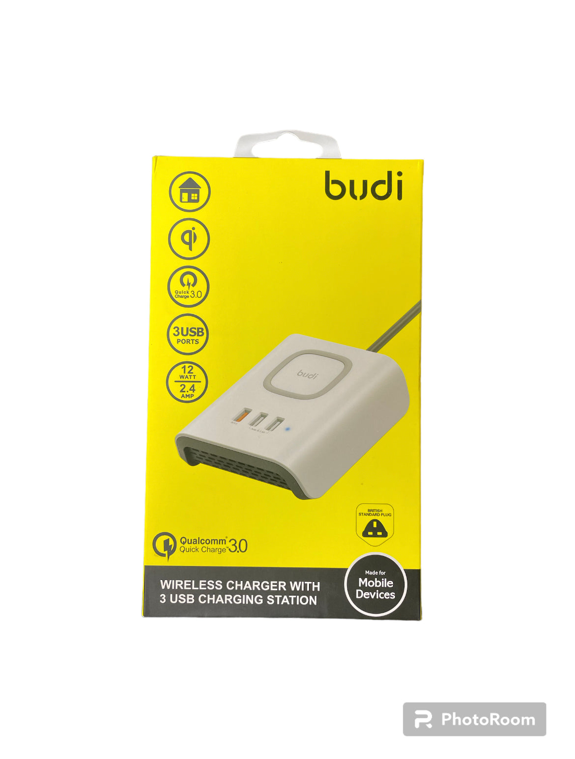 Budi Wireless Charger with 3 usb ports