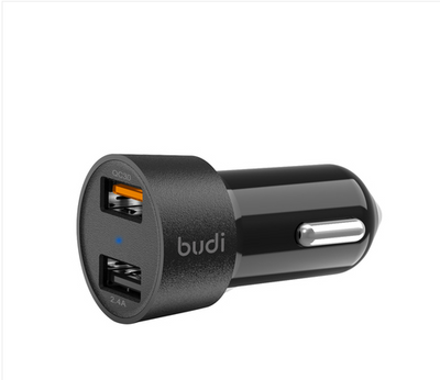 Budi 2-Port USB Car Charger with LED Indicator