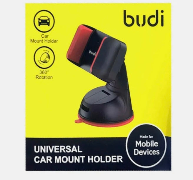Budi small universal car mount holder with strong grip.