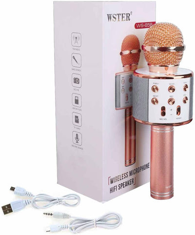 Karaoke Wireless Microphone for kids Adults, Crapuschla Portable Karaoke Mic Speaker Machine, KTV, Home PC/Android/IOS Smartphone Bluetooth Microphone for Party, Singging, Recording (Rose)