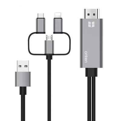 Plug and play for lightening, micro and usb c connector for tv