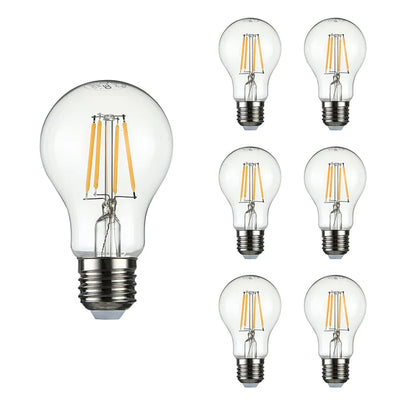 LED Filament A60 GLS Bulb E27 Edison Screw - 4000K Cool White / 6.5 W / Pack of 4