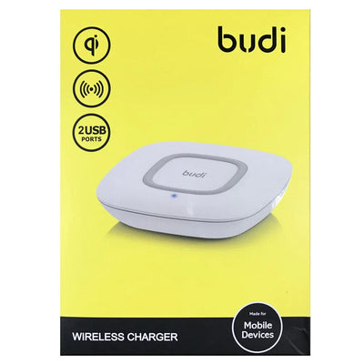 Budi Wireless Charger With 2 USB Ports | WHITE 1A output Fast Charging Portable