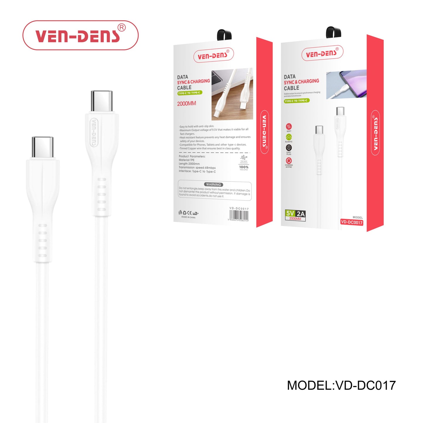 Type C To Type C Charging Cable 2A White (2 Metre)